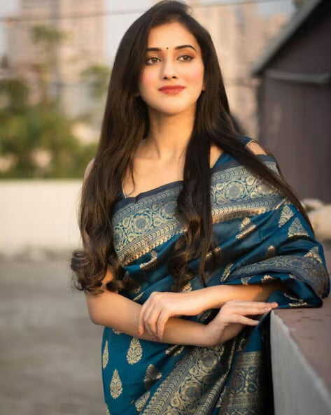 CUTE MORPICH COLOR SOFT AND LITCHI SILK SAREE WITH OSSAM QULITY