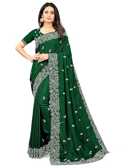 Heavy Silver Embroidery Work With Full Silver Stone Work Beautiful Saree