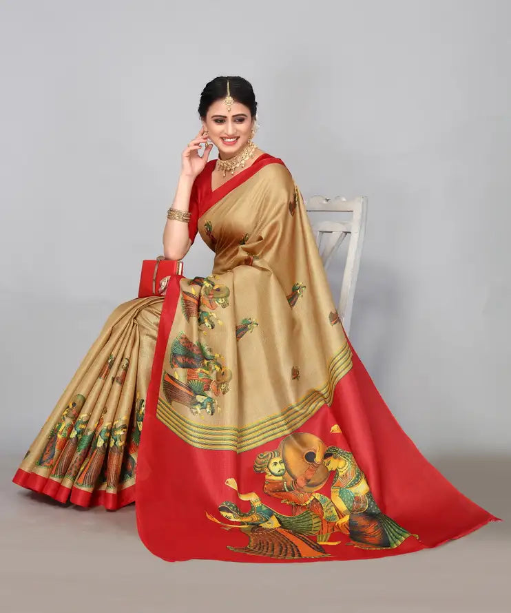 Women's Designer Art Silk Printed Saree with Blouse Piece