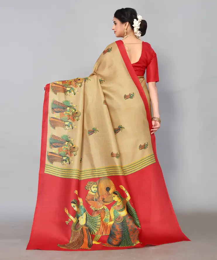 Women's Designer Art Silk Printed Saree with Blouse Piece