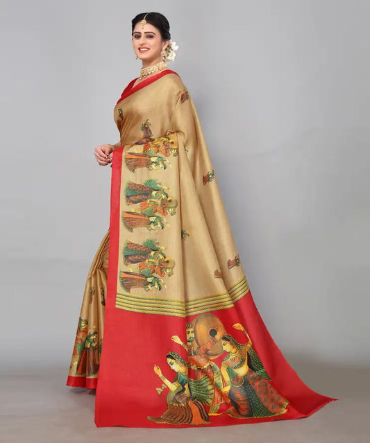 Women's Designer Art Silk Printed Saree with Blouse Piece
