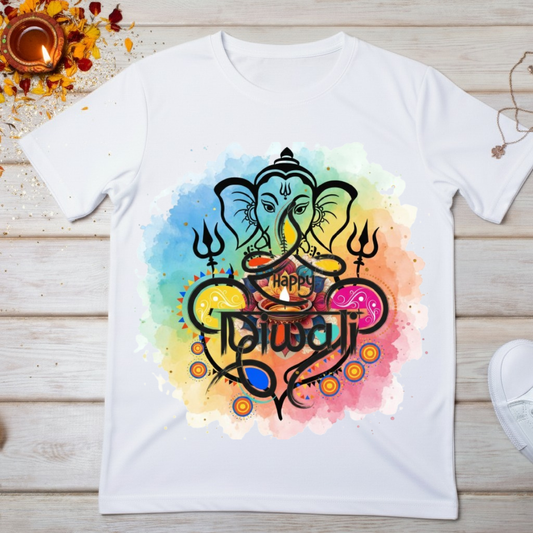 "Happy Diwali" Text Crew T-Shirt